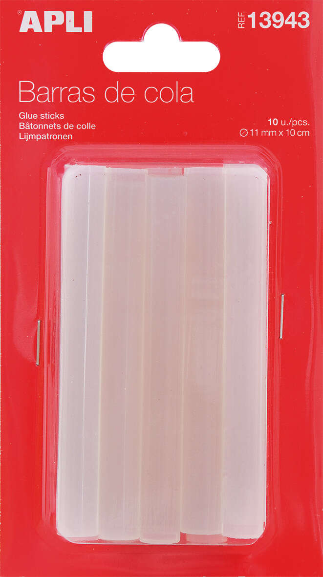 Apli Pack De 10 Barras De Adhesivo Termofusible Ø11Mmx10Cm - Compatible Con Pistolas Ø11Mm - Precision Y Limpieza