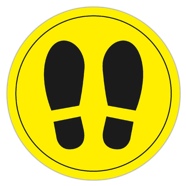 Apli Circulo Señalizacion Adhesivo Ilustracion Zapatos Ø30Mm - Acabado Mate - Adhesivo Solvente Alta Resistencia - Color Amarillo/Negro - Film Pvc 100 Micras Con Imprimacion