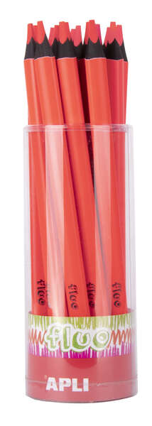 Apli Jumbo Fluor Lapices Triangulares 5Mm De Grosor - Mejor Sujecion Y Mayor Cobertura - Color Rojo Fluor