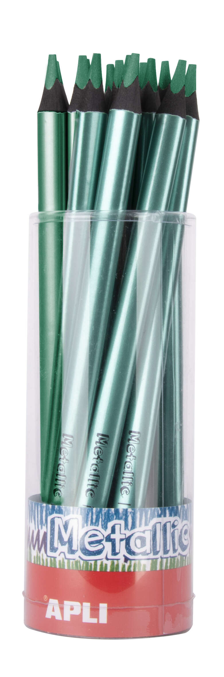 Apli Lapices Jumbo Metallic Verde Metalizado - 5Mm Grueso Triangular - Pack De 18 - Mejora La Sujecion