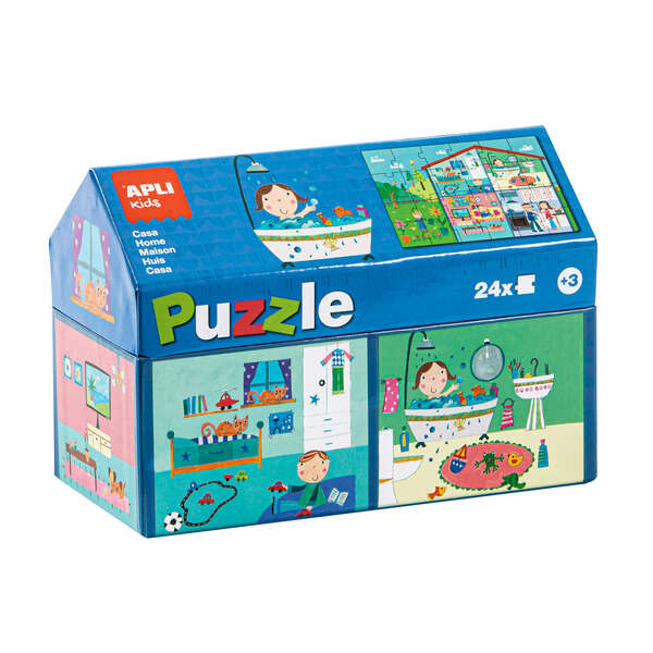Apli Kids Puzle Casa Interior - 24 Piezas De 7X7Cm - Diseño Exclusivo Infantil, Colorido, Claro Y Simple - Piezas Resistentes Y Seguras - Colorido
