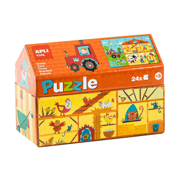 Apli Kids Puzle Granja - 24 Piezas De 7X7Cm - Diseño Infantil Y Colorido - Piezas Resistentes Y Seguras - Desarrolla Habilidades Y Capacidades - Colorido