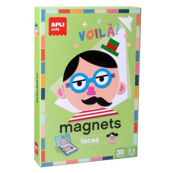 Apli Kids Juego Magnetico Caras Divertidas - Escenario Imantado De 28X18Cm - 30 Fichas Para Crear Personajes - Fomenta La Imaginacion Y La Atencion - Diseño Exclusivo - Colorido