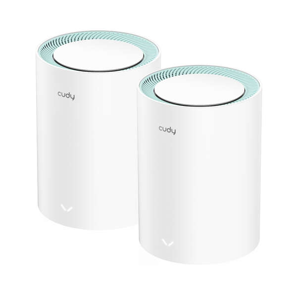 Cudy M1300 Pack De 2 Sistemas Wifi Mesh Ac1200 Dual Band - 867Mbps En 5Ghz, 300Mbps En 2,4Ghz - 1X Puerto Lan 1000/100/10Mbps, 1X Puerto Wan 1000/100/10Mbps - 2 Antenas Internas