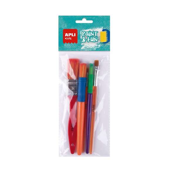 Apli Kids Paint & Fun Pack De 5 Pinceles - Medidas Y Colores Surtidos