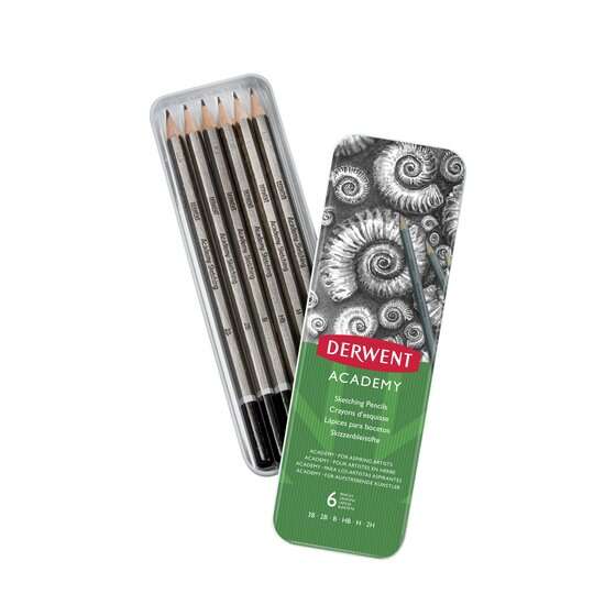 Derwent Academy Sketching Pack De 6 Lapices De Grafito Hexagonales De Durezas Surtidas - Especial Para Bocetos - Cuerpos De Madera Natural - Faciles De Afilar - Resistentes A La Rotura