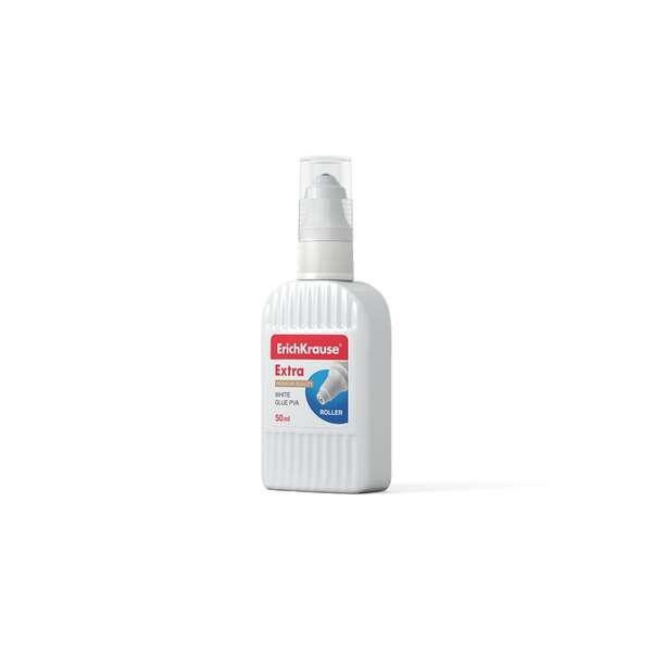 Erichkrause Cola Blanca Pva Roller 50Ml - Alta Capacidad Adhesiva - Aplicador De Rodillo - No Toxico - Resistente Al Frio - Color Blanco