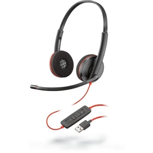 Plantronics/Poly Blackwire C3220 Usb-A Auriculares Con Microfono - Almohadillas Acolchadas - Controles En Cable - Color Negro