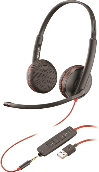 Plantronics/Poly Blackwire C3225 Auriculares Con Microfono Usb/Jack 3.5Mm - Almohadillas Acolchadas - Controles En Cable - Color Negro