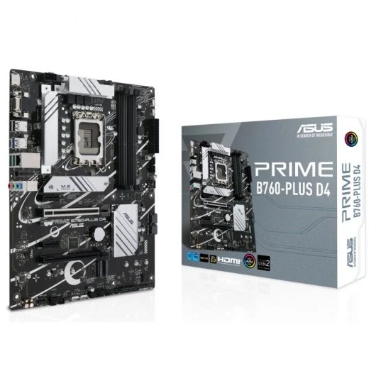 Asus Prime B760-Plus D4 Placa Base Intel 1700 Ddr4 - Hdmi, Vga, Pcie 5.0, M2, 4X Sata Iii, Usb 2.0, 3.2, Rj-45, Displayport