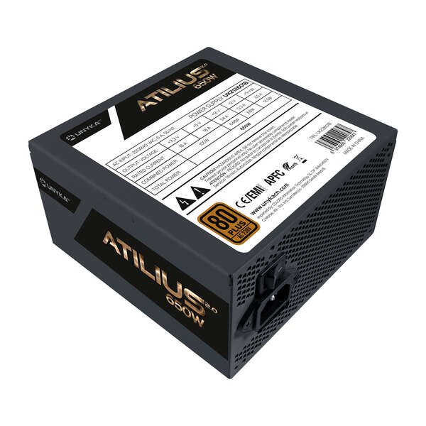 Unykach Atilius 2.0 Black 650W 80 Plus Bronze Fuente De Alimentacion 650W Atx 2.3 - Apfc - Ventilador 120Mm