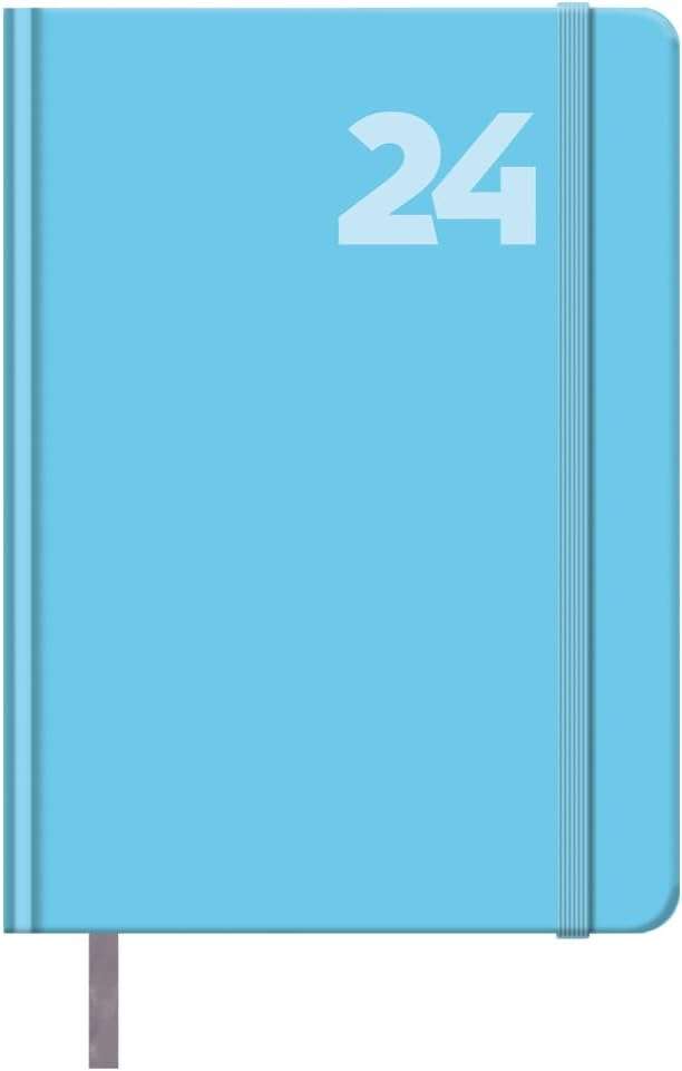 Dohe Capri Agenda Anual - Dia Pagina - Cubierta En Papel Impreso Plastificado Mate - Cierre De Goma Elastica - Sabado Y Domingo Misma Pagina - Tamaño 14X20Cm - Color Azul