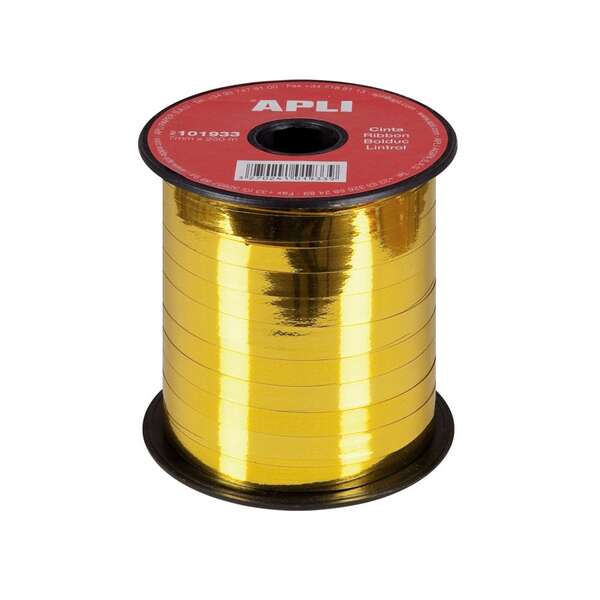 Apli Rollo De Cinta Para Envolver Regalos De 7Mmx250M - Acabado Brillante - Color Oro