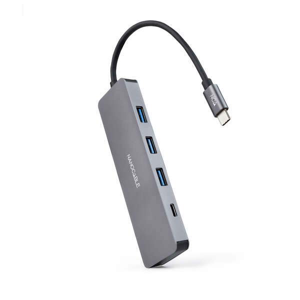 Nanocable Hub Usb-C/M A 3Xusb3.0/H + 1Xusb-C/H - 10Cm - Color Aluminio