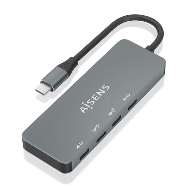 Aisens Hub Usb 3.2 Gen2 10G Usb-C - Usb-C/M-4Xusb-C/H - 15Cm - Color Gris