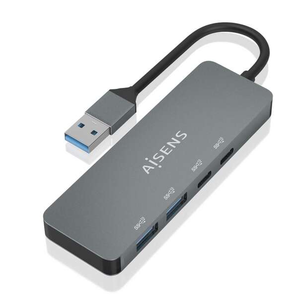 Aisens Hub Usb 3.2 Gen2 10G Usb-A - Usb-A/M-2Xusb-C/H-2Xusb-A/H -  15Cm - Color Gris