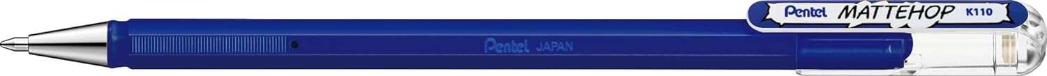 Pentel Mattehop Boligrafo De Bola - Punta 1Mm - Trazo 0.5Mm - Tinta De Gel Opaca - Fabricado Con 55% De Materiales Reciclados - Color Azul