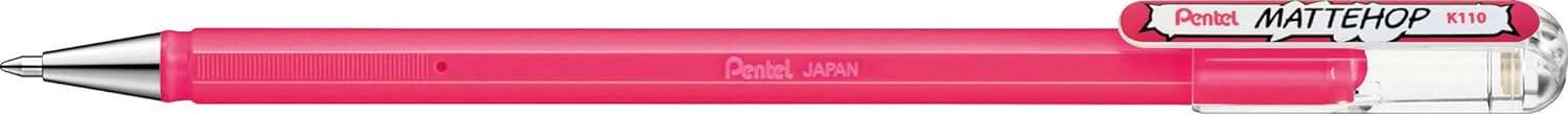 Pentel Mattehop Boligrafo De Bola - Punta 1Mm - Trazo 0.5Mm - Tinta De Gel Opaca - Fabricado Con 55% De Materiales Reciclados - Color Rosa