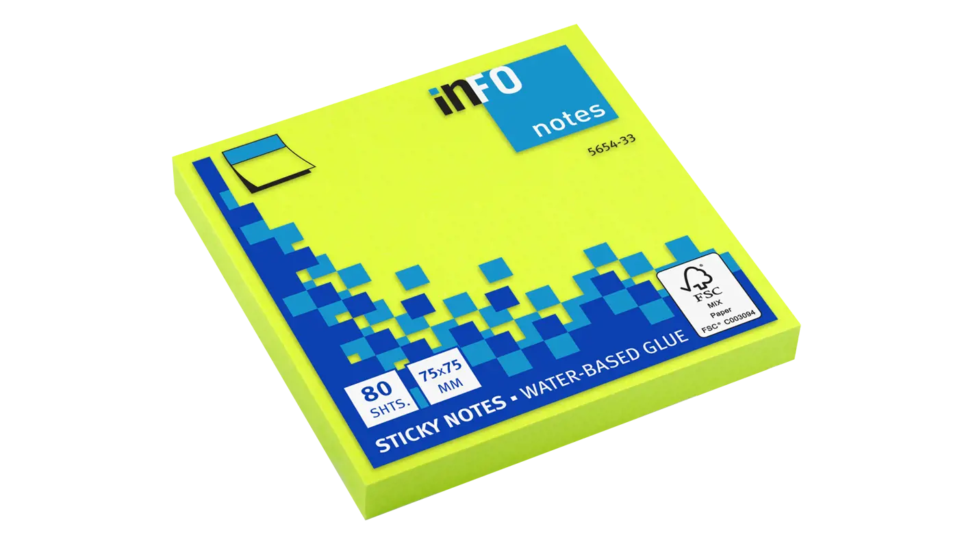 Global Notes Info Brillant Bloc De 80 Notas Adhesivas 75 X 75Mm - Certificacion Fsc™ - Color Verde
