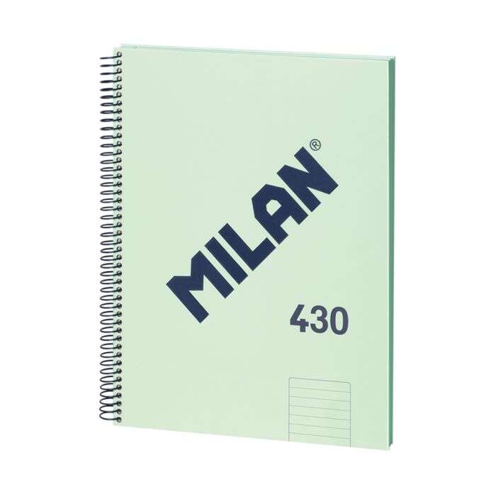 Milan Serie 1918 Cuaderno Espiral Formato A4 Pautado 7Mm - 80 Hojas De 95 Gr/M2 - Microperforado, 4 Taladros - Color Verde