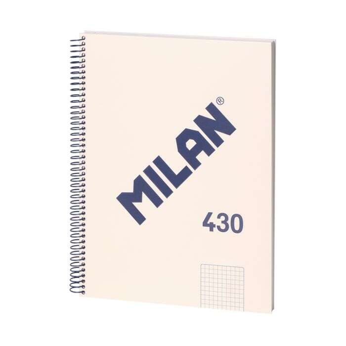 Milan Serie 1918 Cuaderno Espiral Formato A4 Cuadricula 5X5Mm - 80 Hojas De 95 Gr/M2 - Microperforado, 4 Taladros - Color Beige