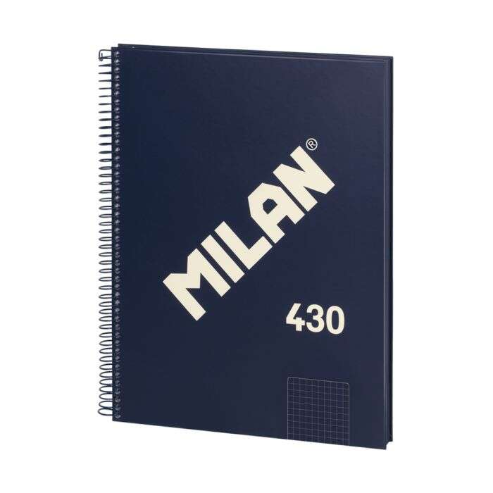 Milan Serie 1918 Cuaderno Espiral Formato A4 Cuadricula 5X5Mm - 80 Hojas De 95 Gr/M2 - Microperforado, 4 Taladros - Color Azul Oscuro