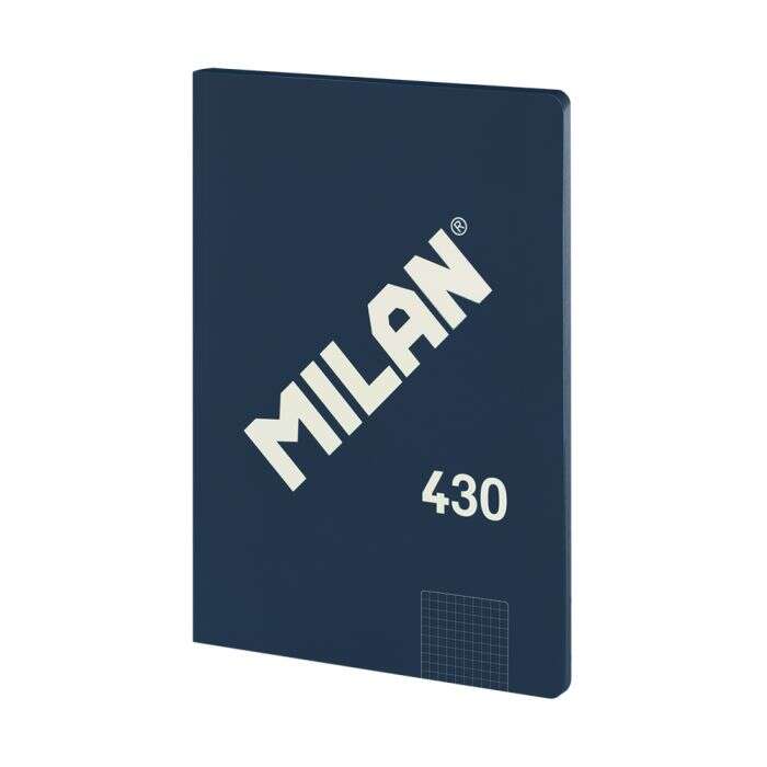 Milan Serie 1918 Libreta Encolada Formato A4 Cuadricula 5X5Mm - 48 Hojas De 95 Gr/M2 - Microperforado - Tapa Blanda - Color Azul Oscuro