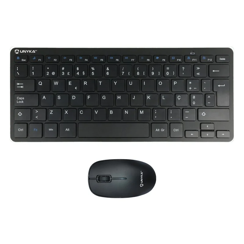 Unykach Mk288 Pro Pack De Mini Teclado 79 Teclas Inalambrico + Raton 1200Ppp, Inalambrico, 3 Botones, Uso Ambidiestro - Idioma Portugues - Color Negro