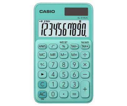 Casio Sl-310Uc Calculadora De Bolsillo - Calculo De Impuestos - Pantalla Lcd De 10 Digitos - Solar Y Pilas - Color Verde