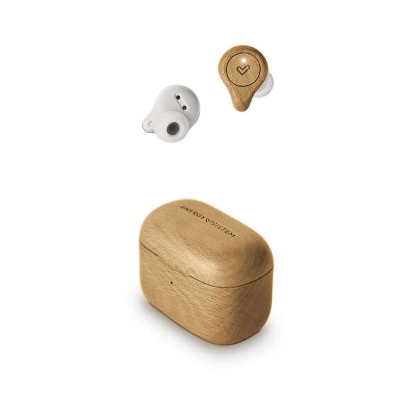Energy Sistem Auriculares Eco Inalambrico Beechwood - Madera Sostenible - Inalambrico Caja De Carga - Diseño Compacto - Color Marron