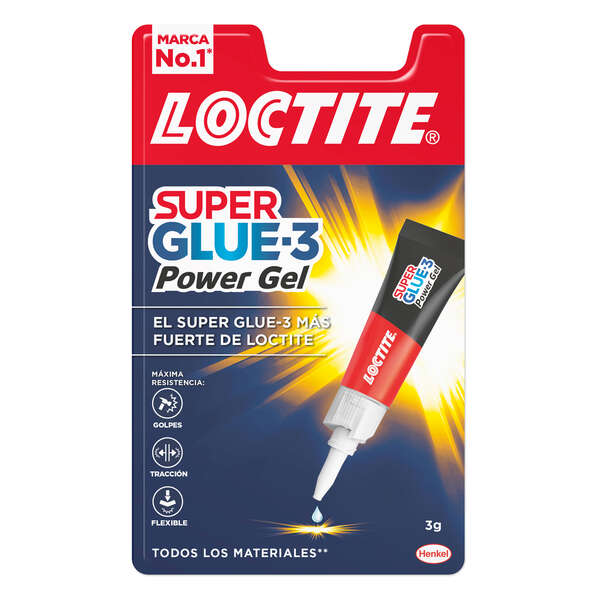 Loctite Superglue-3 Power Gel 3Gr - Adhesivo Instantaneo Flexible Y Extrafuerte - Formula En Gel Enriquecida Con Particulas De Caucho - Resistente A Golpes. Torsiones Y Vibraciones