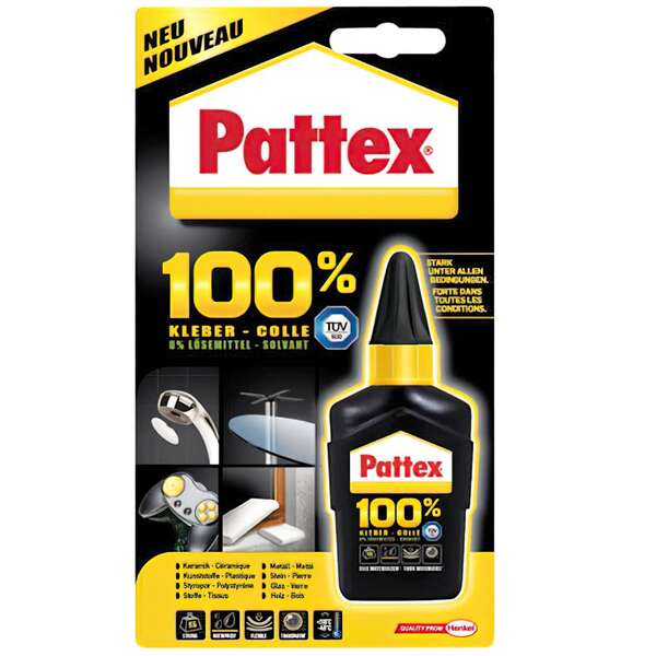 Pattex 100% Adhesivo Versatil - 50Gr - 100% Ingredientes Activos - 0% Disolventes - Fuerte En Cualquier Condicion