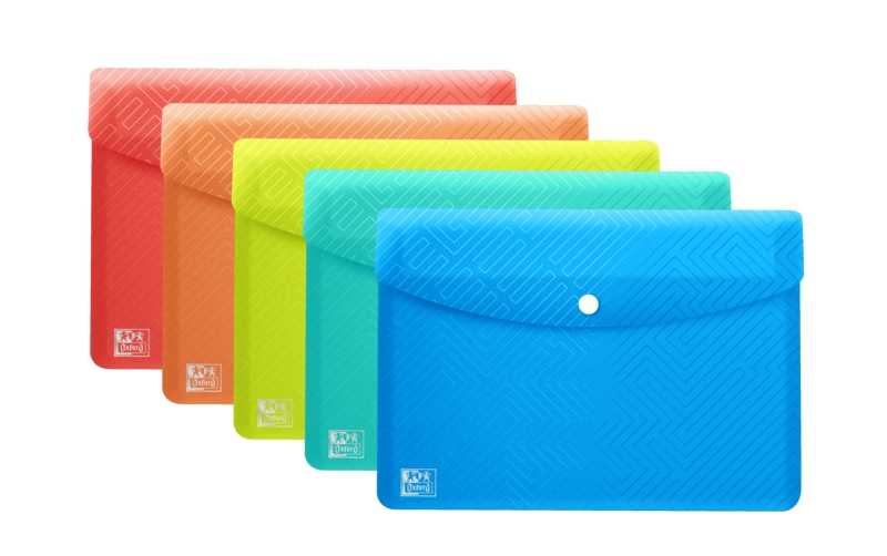 Oxford Urban A6 Sobre Portadocumentos De Plastico Rigido Translucido A6 - Capacidad Hasta 40 Hojas - Cierre De Broche - Colores Surtidos