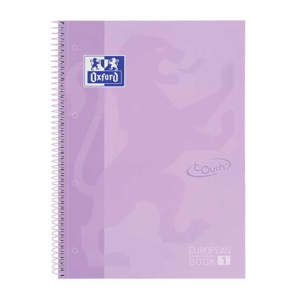 Oxford School Touch Europeanbook 1 A4+ Tapa Extradura - Cuaderno De 80 Hojas - Tapa Resistente - Color Malva Pastel