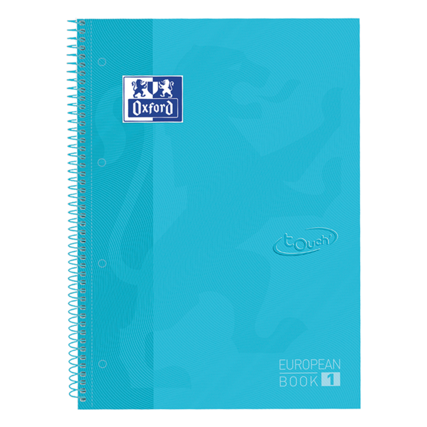 Oxford School Touch Europeanbook 1 A4+ Tapa Extradura - Cuaderno De Alta Calidad - Tamaño A4+ - Tapa Resistente - 80 Hojas Cuadriculadas 5X5 - Color Azul Pastel