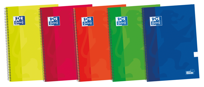 Oxford School Classic Write&Erase Fº Cuaderno Espiral - Tapa Extradura - Pauta 2.5Mm Con Margen - 80 Hojas - Colores Surtidos