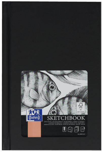 Oxford Artbooks A6 Cuaderno Cosido Esbozo - Tapa Extradura Resistente - 96 Hojas De 100Gr - Color Negro