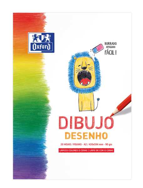 Oxford Dibujo Infantil/Ocio Bloc Encolado Dibujo A2 - Tapa Blanda/Contratapa Rigida - 20 Hojas - 90Gr