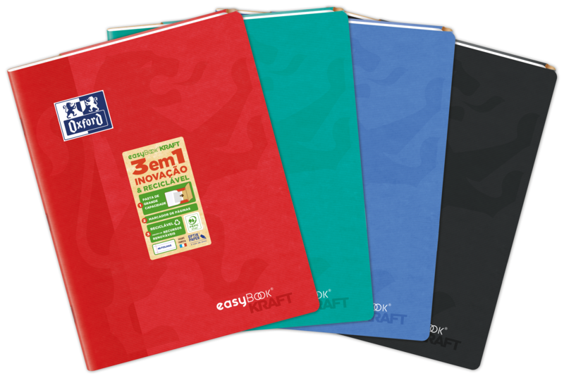 Oxford Easybook Kraft A4 - Tapa Blanda - Libreta Grapada - 1 Linea Con 2 Margenes - 48 Hojas - Colores Surtidos