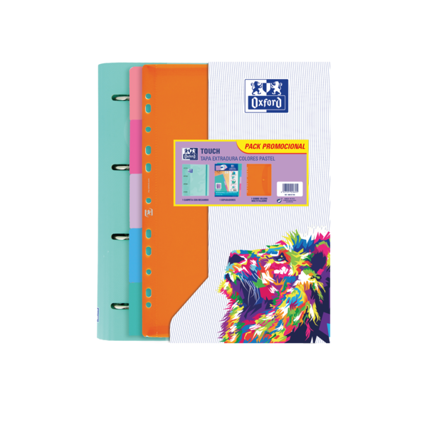 Oxford Europeanbinder Touch Carpeta De Tamaño A4+ Con Recambio + Separadores + Sobre De Plastico Multitaladro - Ideal Para Organizar Documentos - Colores Pastel Aleatorios
