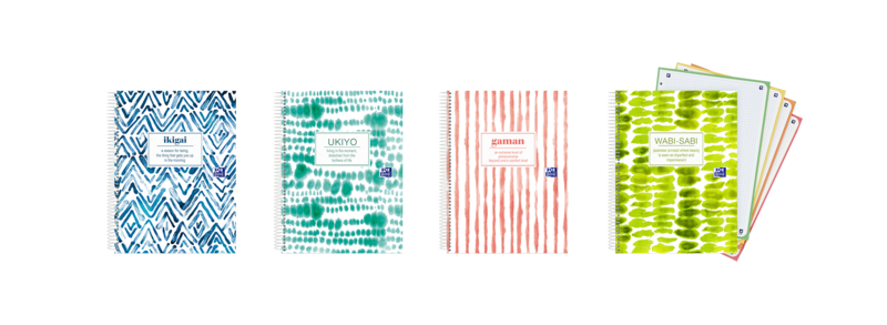Oxford Japandi A5+ Europeanbook 4 Tapa Extradura - Cuaderno Con 120 Hojas - Tamaño A5+ - 4 Modelos Diferentes