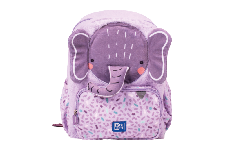 Oxford Kids Mochila Infantil 8.5L Tacto Suave Peluche - Diseño De Ellie Elefante - Ideal Para Niños Pequeños - Espaciosa Y Comoda - Colores Surtidos