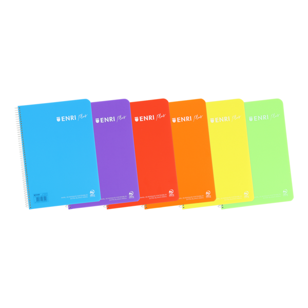 Enri Plus 4º Cuaderno Espiral 3X3 - Tapa De Plastico - 80 Hojas 90Gr - Margen - Colores Surtidos