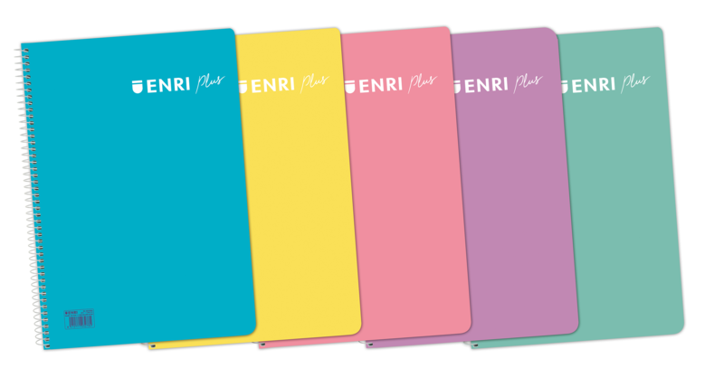 Enri Plus 4º Cuaderno Espiral 4X4 - Tapa De Plastico - 80 Hojas 90Gr - Colores Surtidos