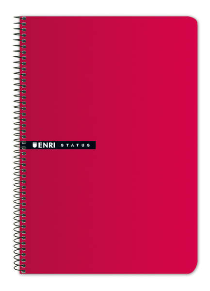 Enri Status 4º Tapa Dura Cuaderno Espiral 4X4 Con Margen 100 Hojas Rojo - Cuaderno De Tapa Dura - Cuadriculado 4X4 Con Margen - 100 Hojas De Alta Calidad - Color Rojo