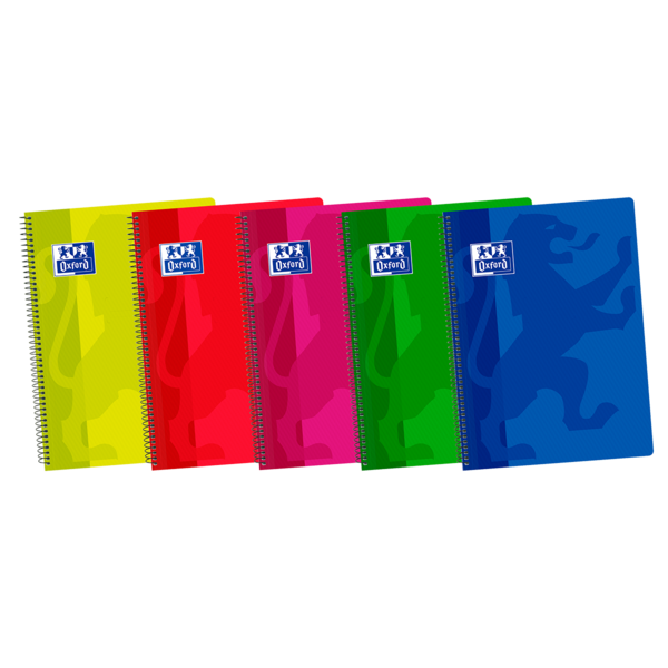Oxford School Classic 4º Cuaderno Espiral - Tapa De Plastico Liso - 80 Hojas - Colores Surtidos