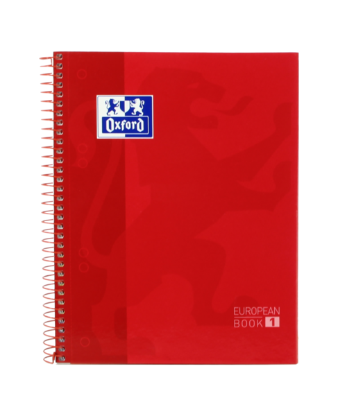 Oxford School Classic A5+ Europeanbook - Tapa Extradura - Cuadricula 5X5 - 80 Hojas - Color Rojo