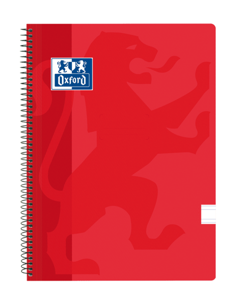 Oxford School Classic Cuaderno Espiral - Tapa De Plastico - Folio Pauta 3.5 Con Margen - 80 Hojas - Color Rojo