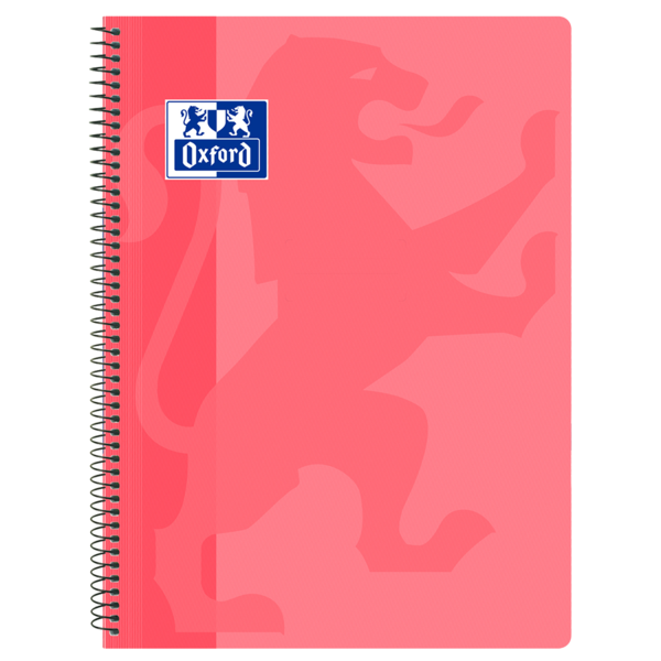 Oxford School Classic Cuaderno Espiral Tapa De Plastico Folio 4X4 - 80 Hojas - Tapa De Plastico - Cuadriculado 4X4 - Margen - Color Rosa Chicle