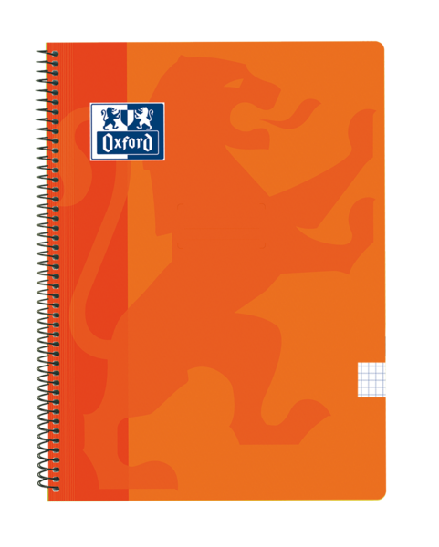 Oxford School Classic Cuaderno Espiral Tapa De Plastico Folio 4X4 - 80 Hojas - Con Margen - Ideal Para Estudiantes - Color Naranja